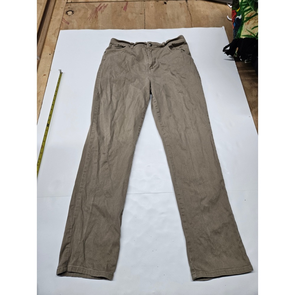 Gloria Vanderbilt Amanda Khaki Pants Womens 12 Avg Tan High Rise Straight Leg